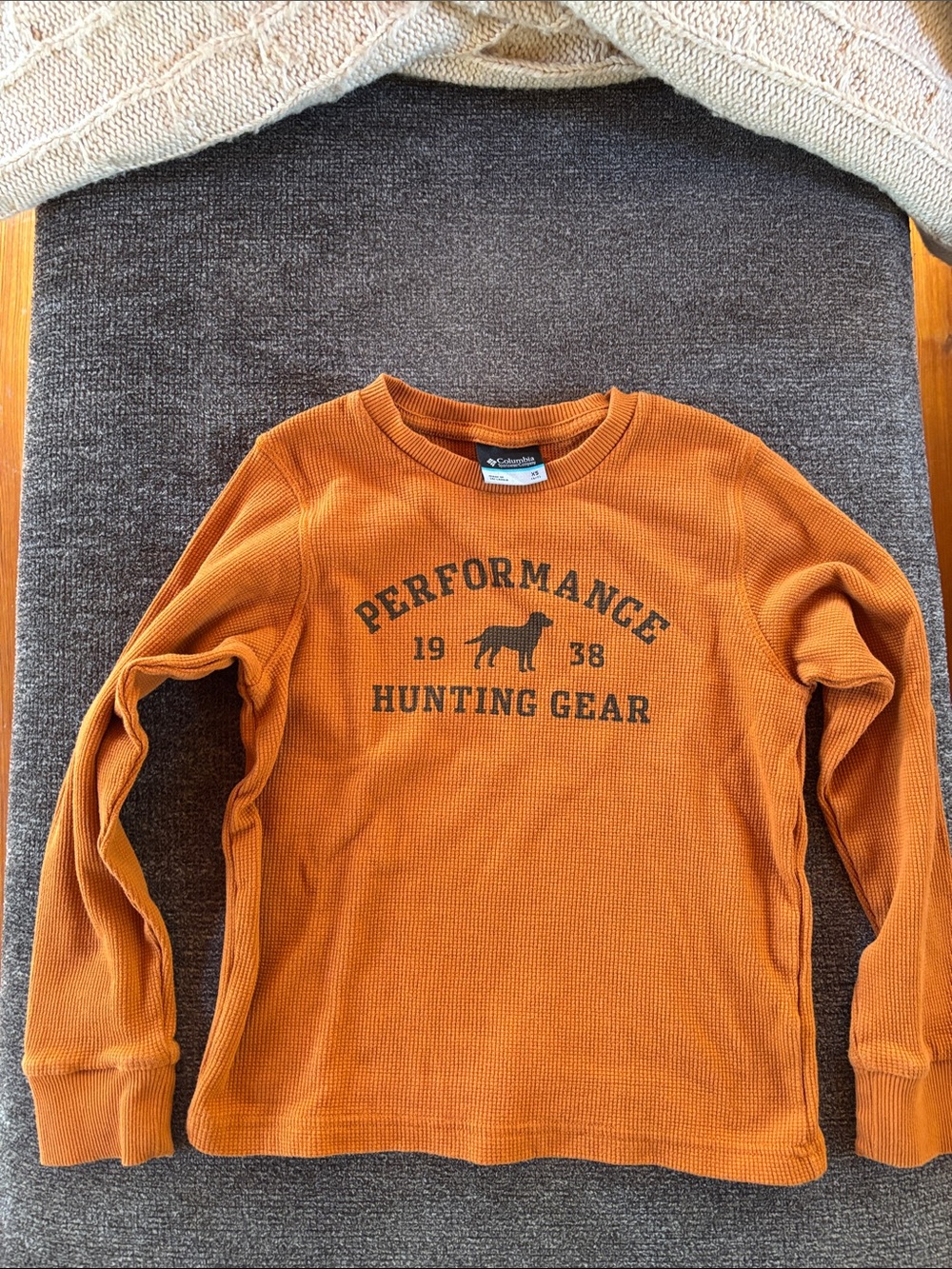Columbia Boys Crewneck Waffle Knit - Rust Orange Size XS 6-7